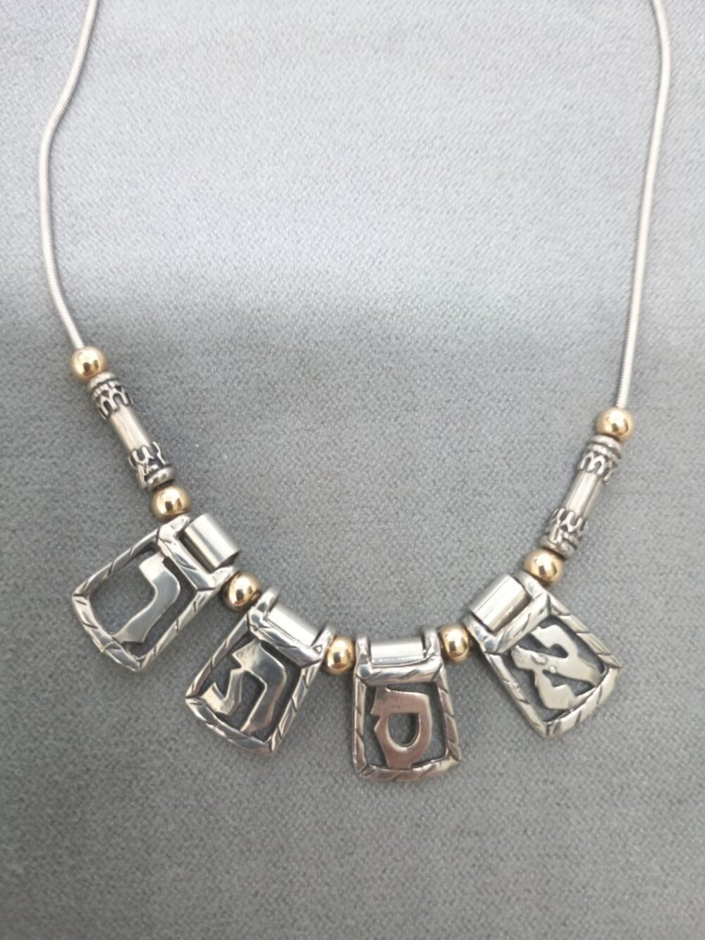 Vintage Hebrew Necklace Sterling 925 Chain and Pendants Esther /Star